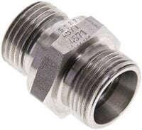 Złączka hydrauliczna prosta, uszczelnienie elastomerowe, gwint G 1/2"-15 L (M22x1,5), z podkładką, stal nierdzewna