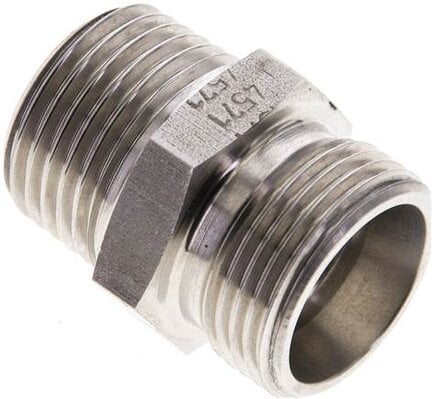 Złączka hydrauliczna prosta, gwint R 1/2"-15 L (M22x1,5), stal nierdzewna