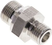 Złączka hydrauliczna prosta, uszczelnienie elastomerowe, gwint G 3/8"-6 S (M14x1,5), z podkładką, stal nierdzewna