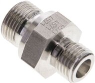 Złączka hydrauliczna prosta, uszczelnienie elastomerowe, gwint G 3/8"-6 S (M14x1,5), z podkładką, stal nierdzewna