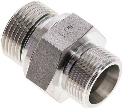 Złączka hydrauliczna prosta, uszczelnienie elastomerowe, gwint G 3/4"-16 S (M24x1,5), z podkładką, stal nierdzewna