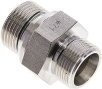 Złączka hydrauliczna prosta, uszczelnienie elastomerowe, gwint G 3/4"-16 S (M24x1,5), z podkładką, stal nierdzewna