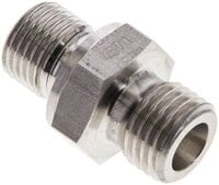Złączka hydrauliczna prosta, uszczelnienie elastomerowe, gwint G 1/4"-6 S (M14x1,5), z podkładką, stal nierdzewna