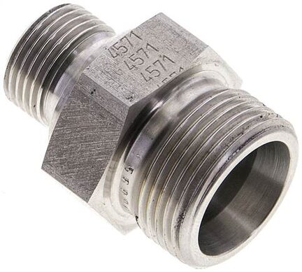 Złączka hydrauliczna prosta, uszczelnienie elastomerowe, gwint G 3/8"-16 S (M24x1,5), z podkładką, stal nierdzewna