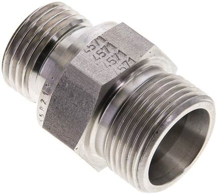 Złączka hydrauliczna prosta, uszczelnienie elastomerowe, gwint G 1/2"-16 S (M24x1,5), z podkładką, stal nierdzewna