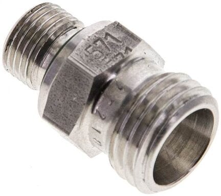 Złączka hydrauliczna prosta, uszczelnienie elastomerowe, gwint G 1/8"-8 L (M14x1,5), z podkładką, stal nierdzewna