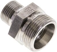 Złączka hydrauliczna prosta, gwint G 3/8"-18 L (M26x1,5), stal nierdzewna