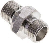 Złączka hydrauliczna prosta, uszczelnienie elastomerowe, gwint G 1/4"-8 L (M14x1,5), z podkładką, stal nierdzewna