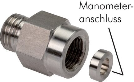 Złączka hydrauliczna do manometru G 1/2"-10 S (M18x1,5), stal nierdzewna