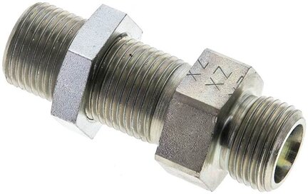 Złączka hydrauliczna prosta, grodziowa, gwint 10 S (M18x1,5), stal ocynkowana