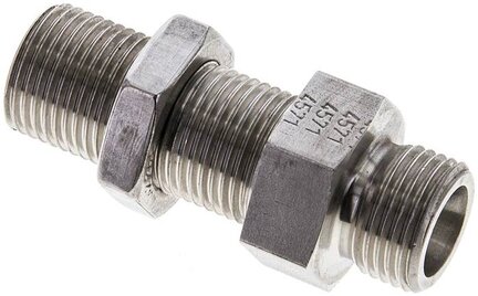 Złączka hydrauliczna prosta, grodziowa, gwint 10 S (M18x1,5), stal nierdzewna