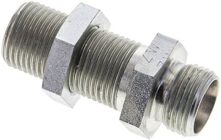Złączka hydrauliczna prosta, grodziowa, gwint 12 L (M18x1,5), stal ocynkowana