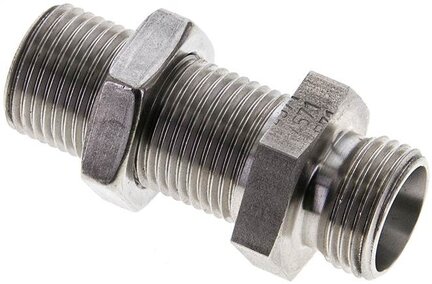 Złączka hydrauliczna prosta, grodziowa, gwint 12 L (M18x1,5), stal nierdzewna