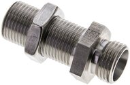 Złączka hydrauliczna prosta, grodziowa, gwint 12 L (M18x1,5), stal nierdzewna