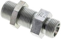 Złączka hydrauliczna prosta, grodziowa, gwint 12 S (M20x1,5), stal ocynkowana