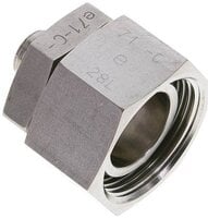 Złączka prosta hydrauliczna, redukcyjna, 28 L-8 L (M14x1,5), uszczelnienie stożkowe, stal nierdzewna