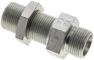 Złączka hydrauliczna prosta, grodziowa, gwint 14 S (M22x1,5), stal ocynkowana