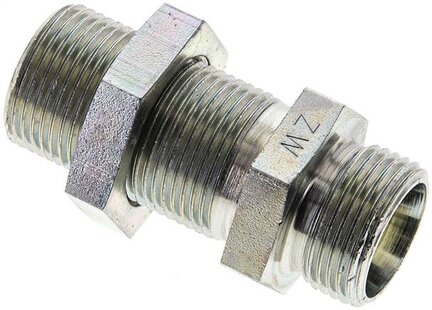 Złączka hydrauliczna prosta, grodziowa, gwint 15 L (M22x1,5), stal ocynkowana