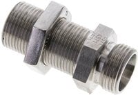 Złączka hydrauliczna prosta, grodziowa, gwint 15 L (M22x1,5), stal nierdzewna