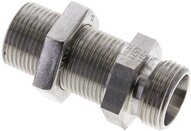 Złączka hydrauliczna prosta, grodziowa, gwint 15 L (M22x1,5), stal nierdzewna