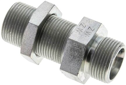 Złączka hydrauliczna prosta, grodziowa, gwint 16 S (M24x1,5), stal ocynkowana