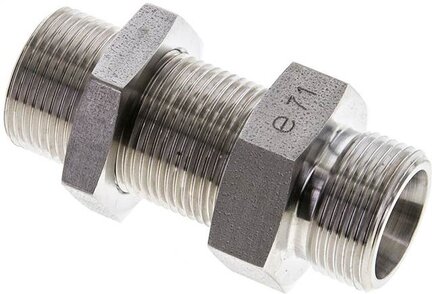 Złączka hydrauliczna prosta, grodziowa, gwint 16 S (M24x1,5), stal nierdzewna