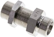 Złączka hydrauliczna prosta, grodziowa, gwint 16 S (M24x1,5), stal nierdzewna