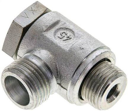 Złączka hydrauliczna kątowa Banjo, nastawna, G 3/8" 10 S (M18x1,5), stal ocynkowana