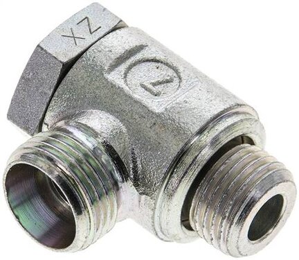 Złączka hydrauliczna kątowa Banjo, nastawna, gwint M 16x1,5-12 L (M18x1,5), stal ocynkowana
