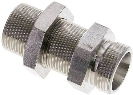 Złączka hydrauliczna prosta, grodziowa, gwint 18 L (M26x1,5), stal nierdzewna
