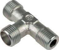 Trójnik hydrauliczny LE, gwinty zewnętrzne M 14x1,5 (stożkowy)-10 L (M16x1,5), stal ocynkowana