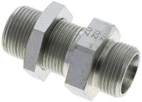 Złączka hydrauliczna prosta, grodziowa, gwint 20 S (M30x2), stal ocynkowana
