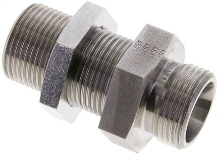 Złączka hydrauliczna prosta, grodziowa, gwint 20 S (M30x2), stal nierdzewna