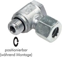 Złączka hydrauliczna kątowa Banjo, nastawna, gwint M 20x1,5-14 S (M22x1,5), stal ocynkowana