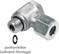 Złączka hydrauliczna kątowa Banjo, nastawna, gwint M 20x1,5-14 S (M22x1,5), stal ocynkowana
