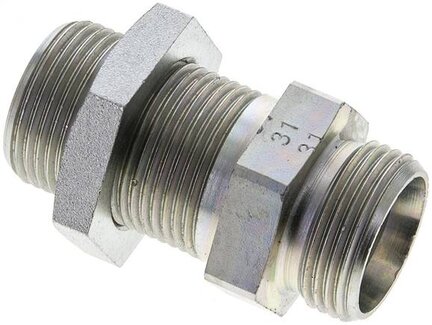 Złączka hydrauliczna prosta, grodziowa, gwint 22 L (M30x2), stal ocynkowana