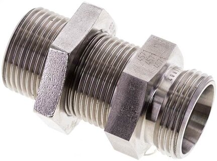 Złączka hydrauliczna prosta, grodziowa, gwint 22 L (M30x2), stal nierdzewna