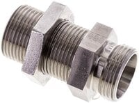 Złączka hydrauliczna prosta, grodziowa, gwint 22 L (M30x2), stal nierdzewna