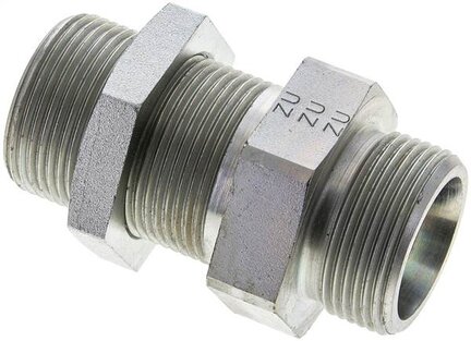 Złączka hydrauliczna prosta, grodziowa, gwint 25 S (M36x2), stal ocynkowana