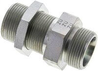Złączka hydrauliczna prosta, grodziowa, gwint 25 S (M36x2), stal ocynkowana