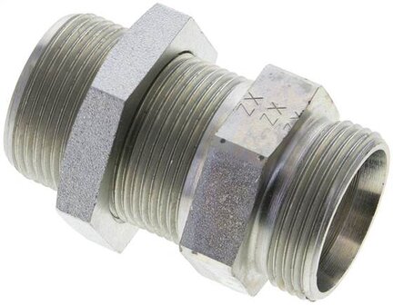 Złączka hydrauliczna prosta, grodziowa, gwint 28 L (M36x2), stal ocynkowana