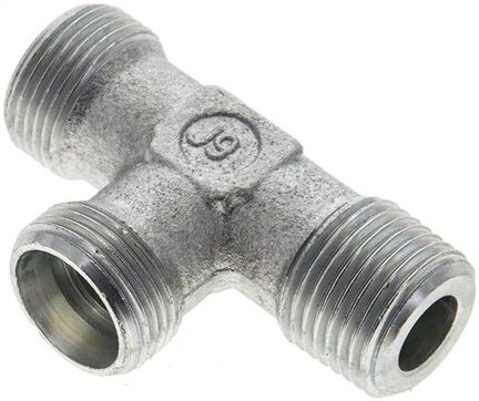 Trójnik hydrauliczny LE, gwinty R 1/2"-15 L (M22x1,5), stal ocynkowana