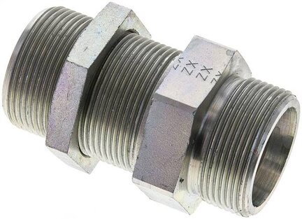 Złączka hydrauliczna prosta, grodziowa, gwint 30 S (M42x2), stal ocynkowana