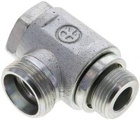 Złączka hydrauliczna kątowa Banjo, nastawna, gwint M 22x1,5-18 L (M26x1,5), stal ocynkowana