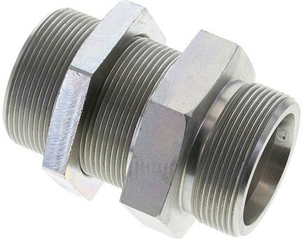Złączka hydrauliczna prosta, grodziowa, gwint 38 S (M52x2), stal ocynkowana