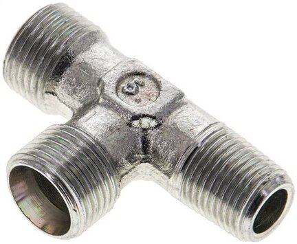 Trójnik hydrauliczny LE, gwinty R 1/8"-8 LL (M12x1), stal ocynkowana