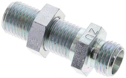 Złączka hydrauliczna prosta, grodziowa, gwint 8 L (M14x1,5), stal ocynkowana