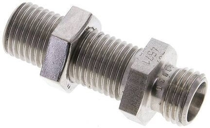 Złączka hydrauliczna prosta, grodziowa, gwint 8 L (M14x1,5), stal nierdzewna