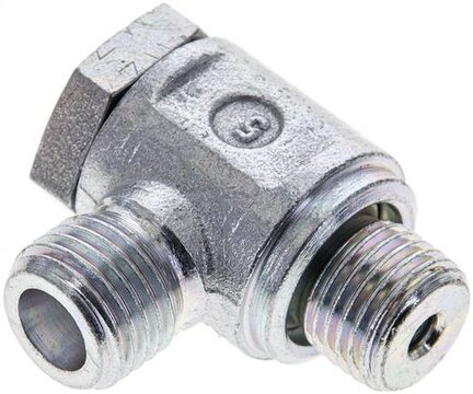 Złączka hydrauliczna kątowa Banjo, nastawna, G 1/4" 6 S (M14x1,5), stal ocynkowana