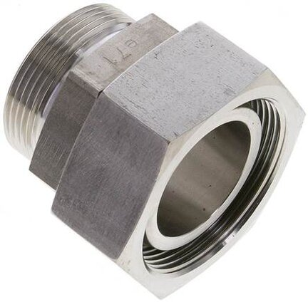 Złączka prosta hydrauliczna, redukcyjna, 42 L-35 L (M45x2), uszczelnienie stożkowe, stal nierdzewna